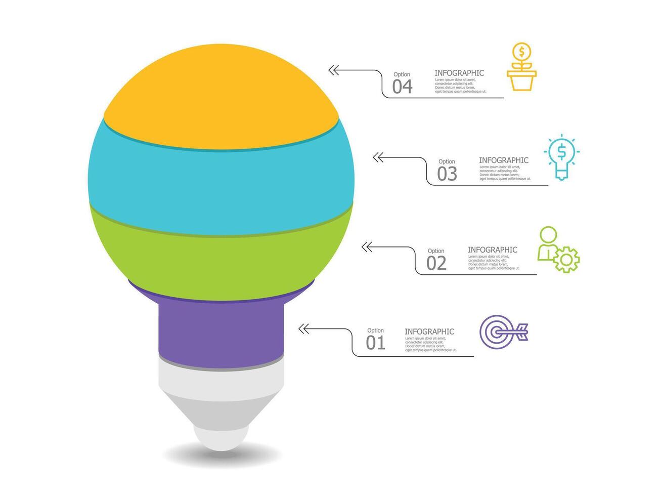 luz lâmpada fundo infográfico elemento relatório vetor