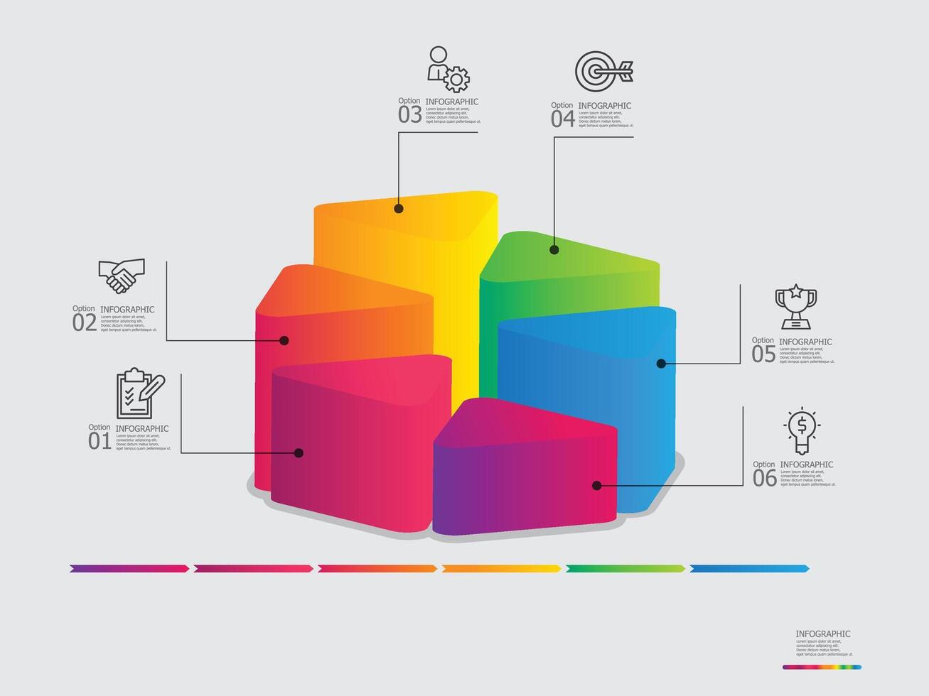 crescimento gráfico volta horizontal passos Linha do tempo infográfico elemento vetor