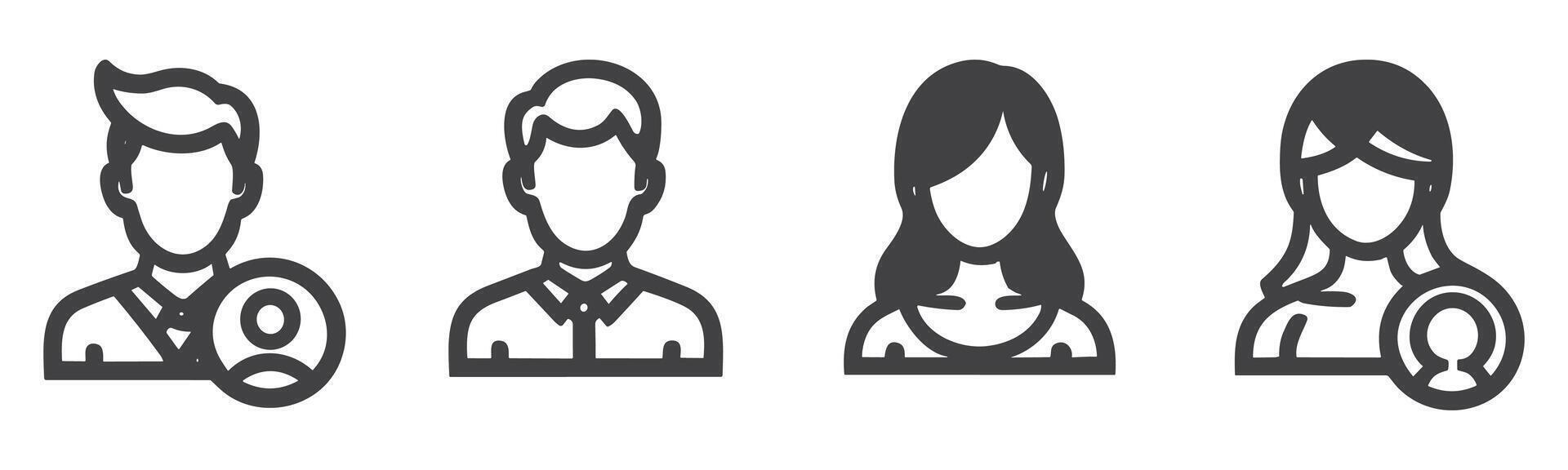avatar perfil ícone conjunto Incluindo masculino e fêmea. vetor
