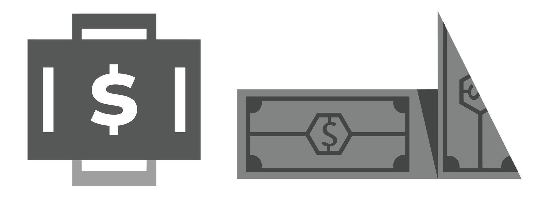 dinheiro saco plano ilustração. dólares e ouro moedas pilha. riqueza e bancário ícone. isolado em branco vetor