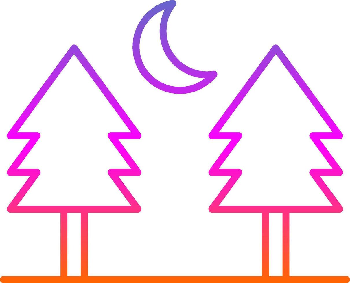 ícone de gradiente de linha de pinheiro vetor