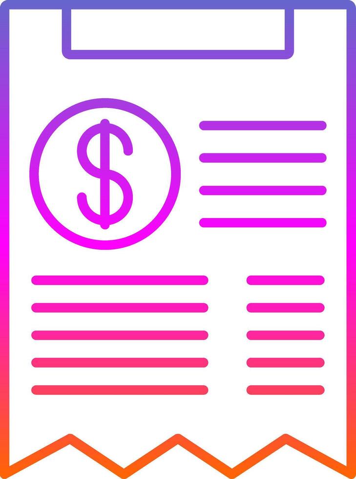 ícone de gradiente de linha de recibo vetor