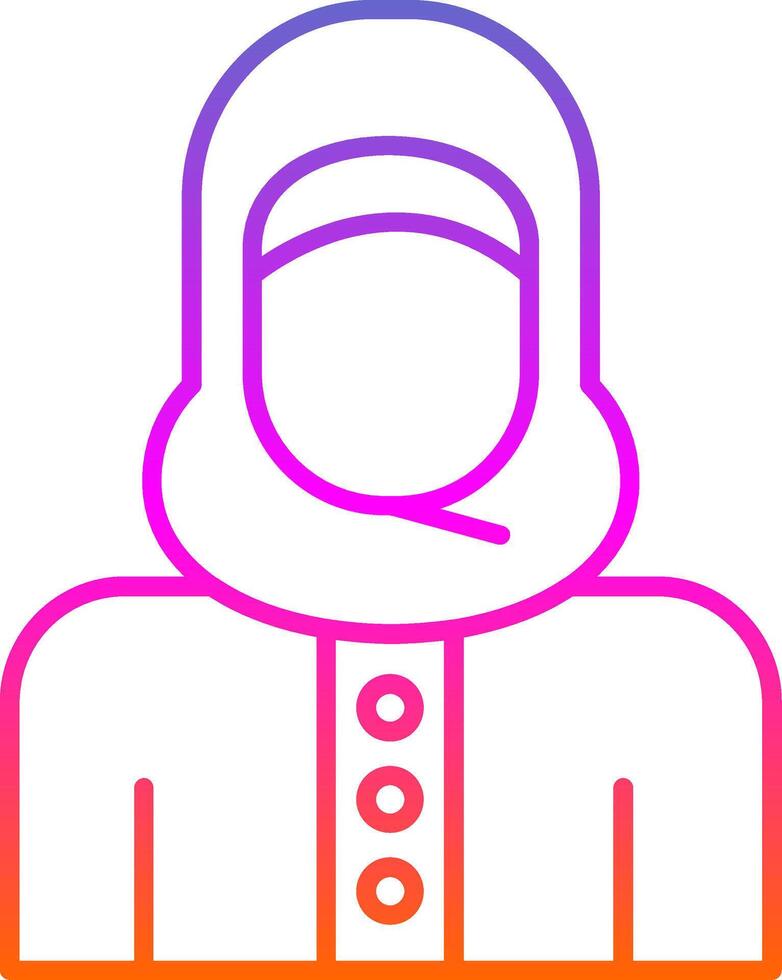 islâmico mulher linha gradiente ícone vetor