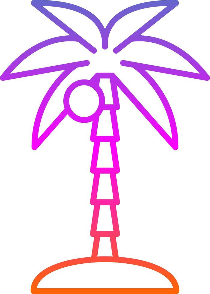 ícone de gradiente de linha de árvore de coco vetor