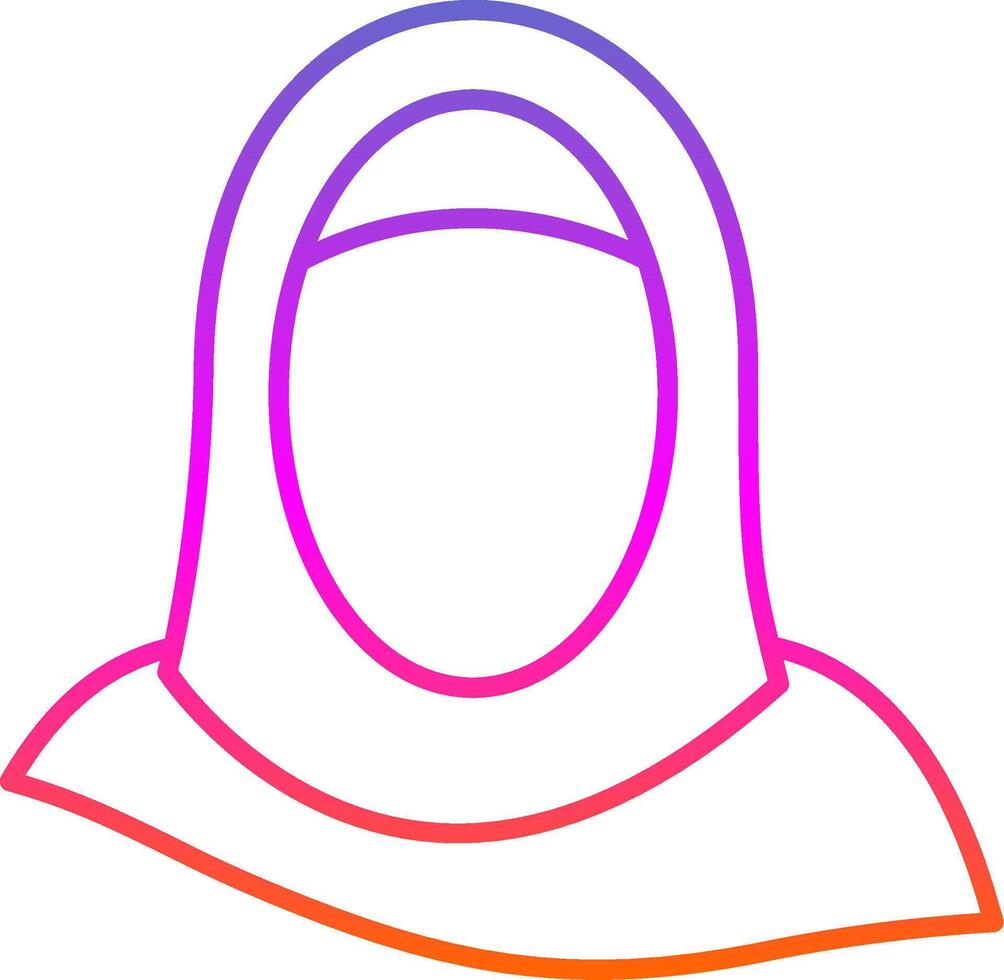 hijab linha gradiente ícone vetor