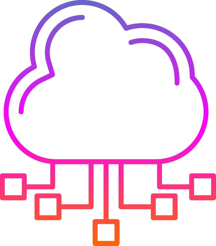 ícone de gradiente de linha de servidor em nuvem vetor