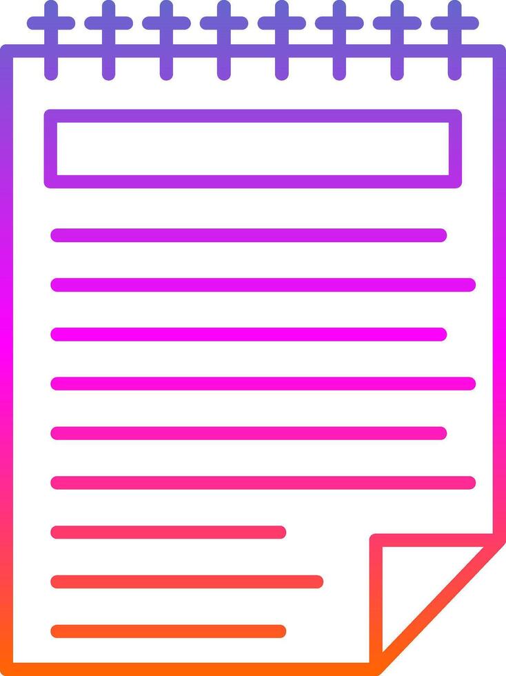 ícone de gradiente de linha de nota vetor