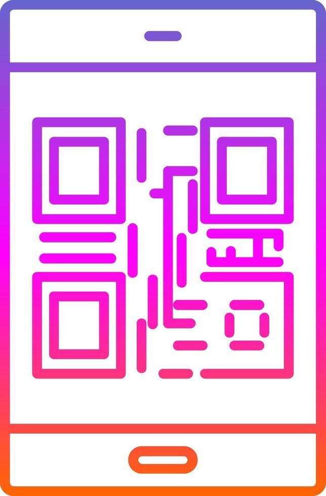 ícone de gradiente de linha de código qr vetor