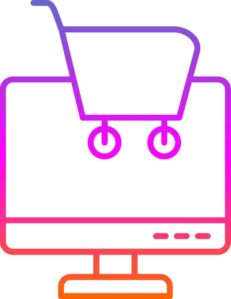 ícone de gradiente de linha de compras online vetor