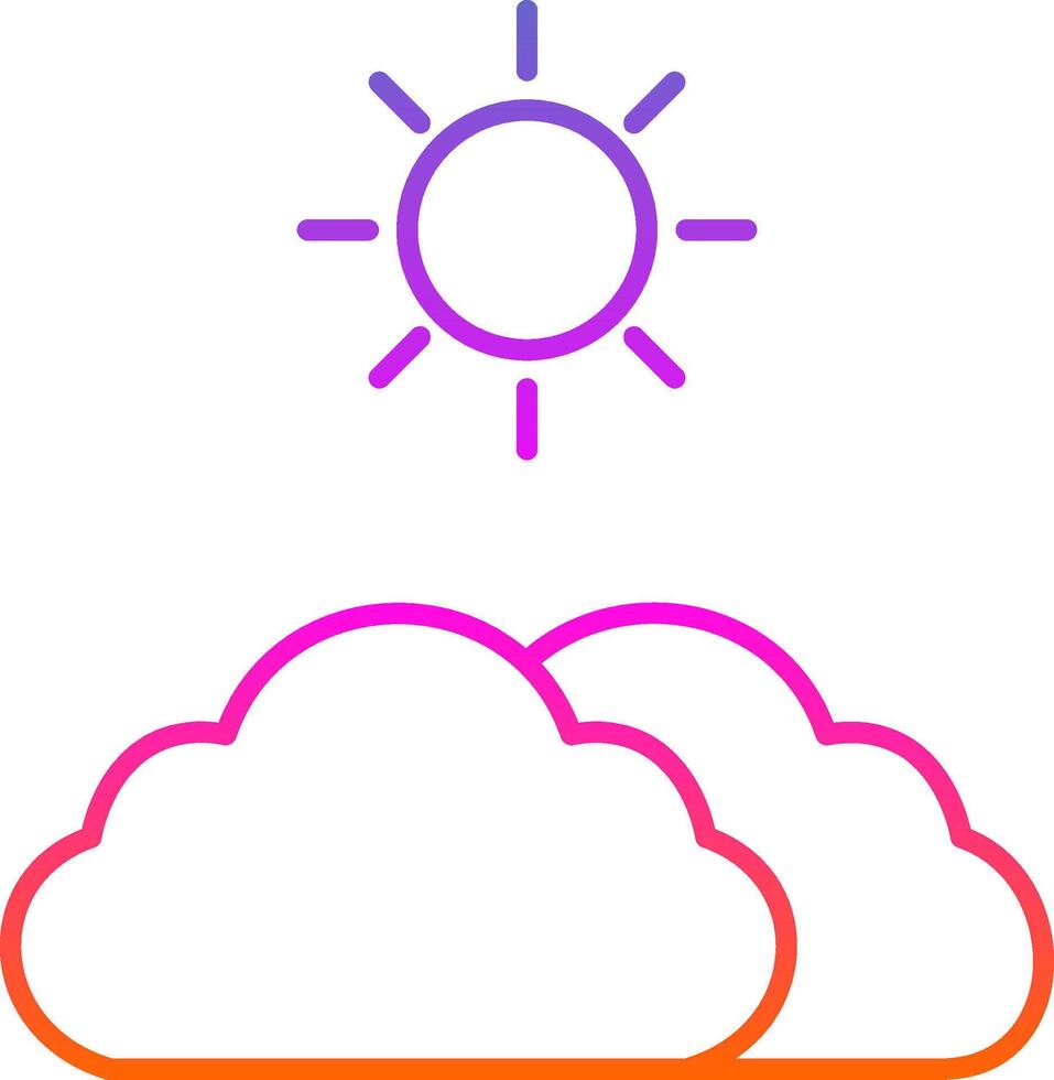 nuvens e ícone de gradiente de linha de sol vetor