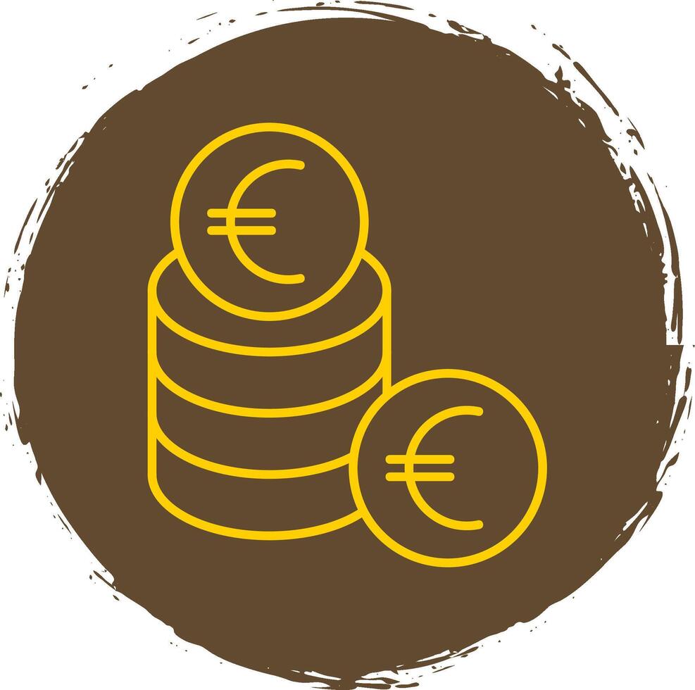 euro linha círculo amarelo ícone vetor