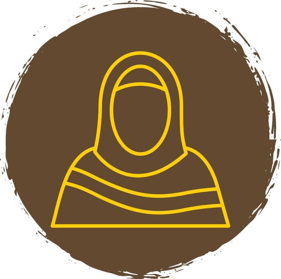 muçulmano mulher linha círculo amarelo ícone vetor