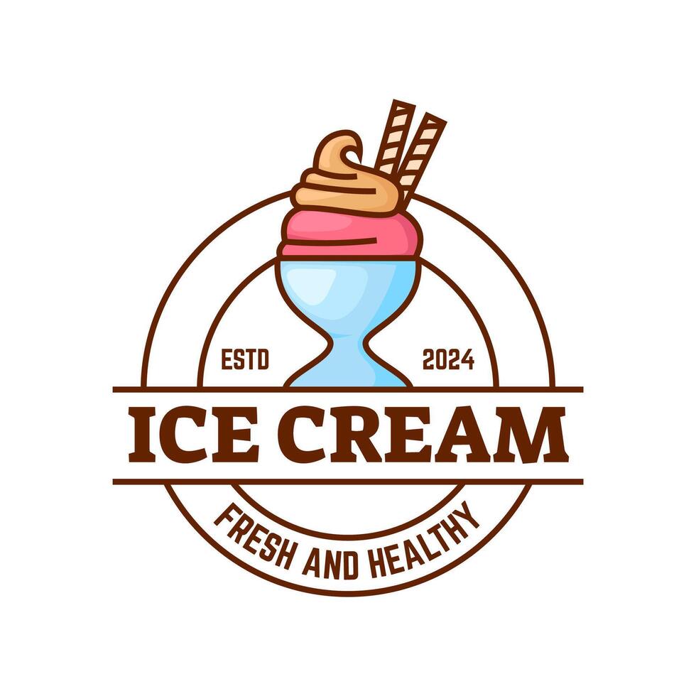 gelo creme logotipo Projeto. gelo creme fazer compras logotipo Distintivos e rótulos, sorveteria sinais. vetor