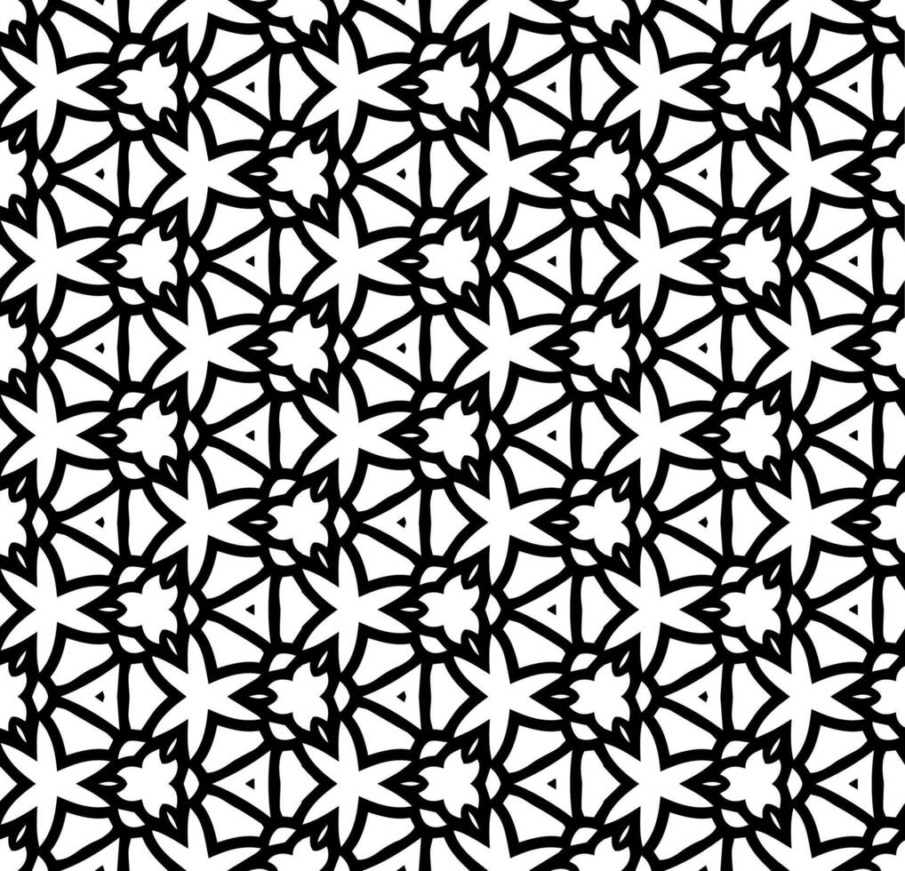 padrão abstrato sem costura preto e branco. fundo e pano de fundo. projeto ornamental em tons de cinza. ornamentos em mosaico. ilustração gráfica vetorial. vetor