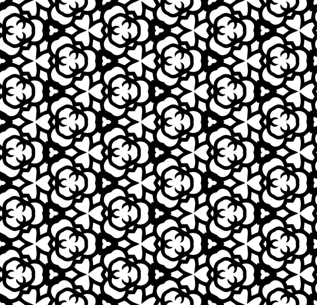 padrão abstrato sem costura preto e branco. fundo e pano de fundo. projeto ornamental em tons de cinza. ornamentos em mosaico. ilustração gráfica vetorial. vetor