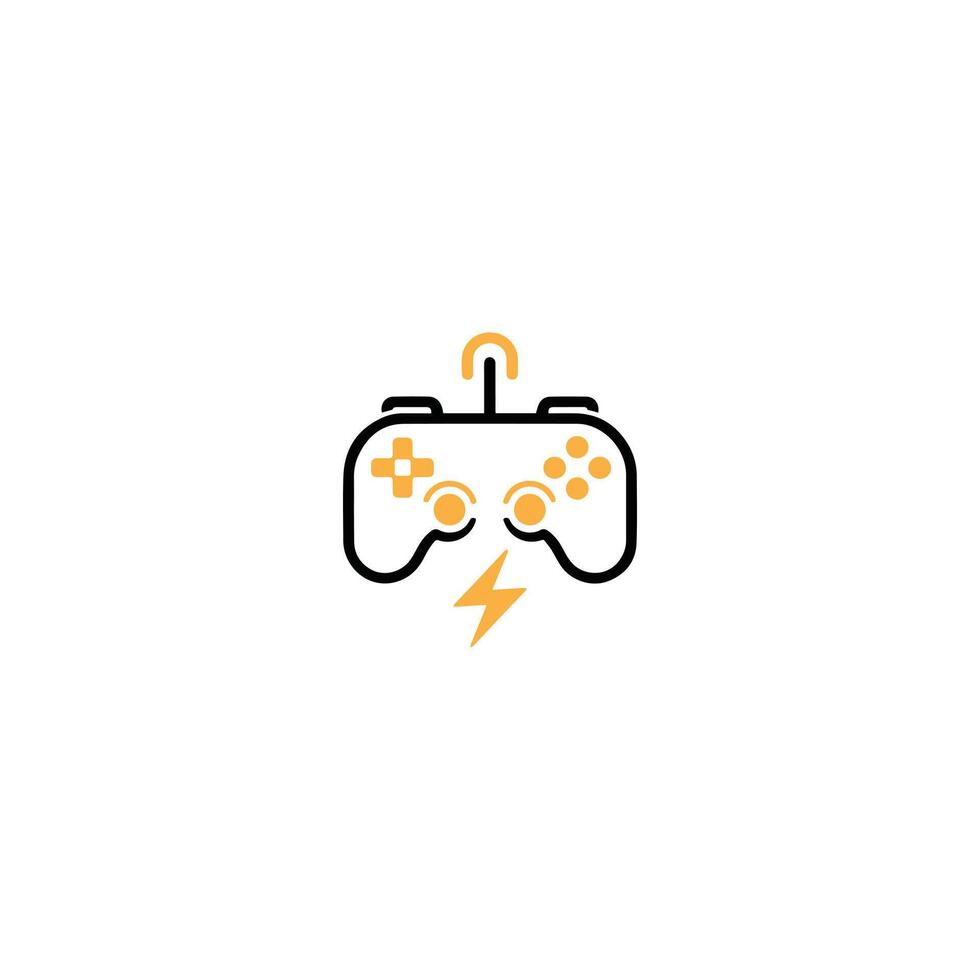 criativo jogos controlador ícone com relâmpago parafuso e poder símbolo contra branco fundo vetor