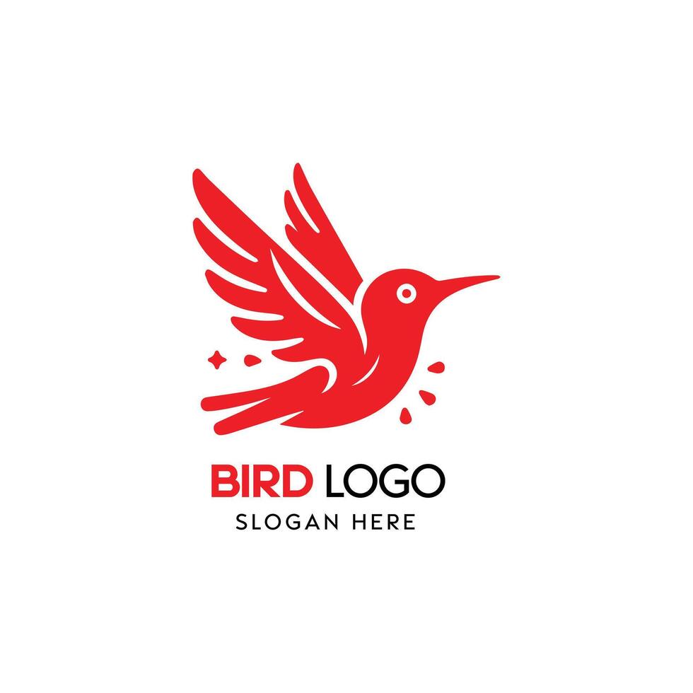 vibrante vermelho pássaro logotipo Projeto ilustrando voar e liberdade em branco fundo vetor