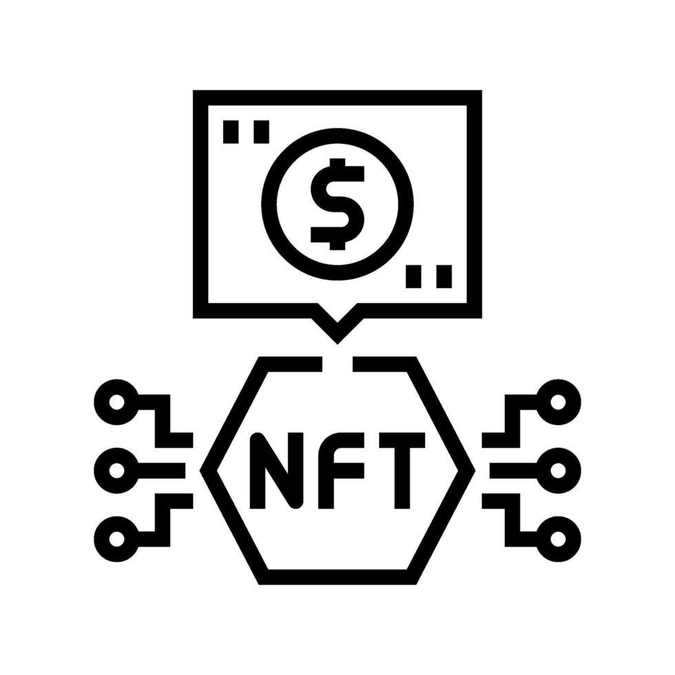 nfts não fungível fichas linha ícone vetor ilustração