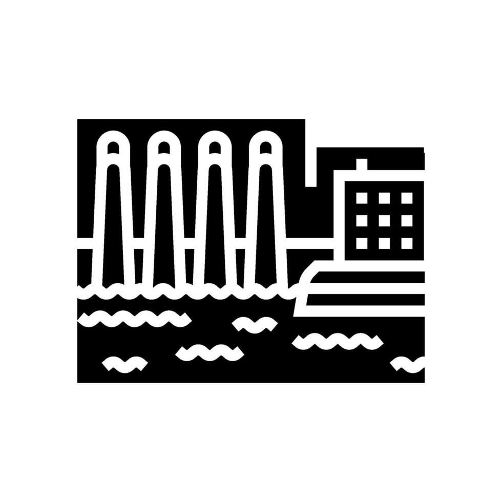 hidro estação hidroelétrica poder glifo ícone vetor ilustração
