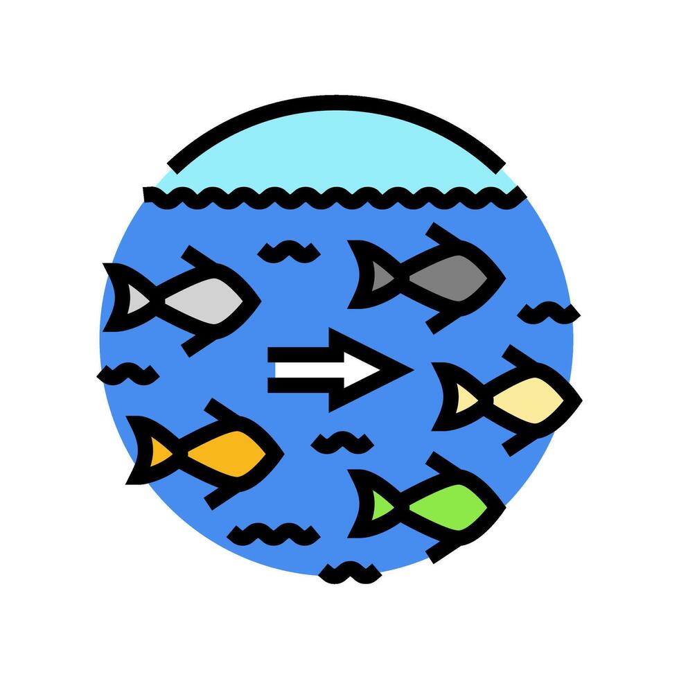 peixe migração hidroelétrica poder cor ícone vetor ilustração