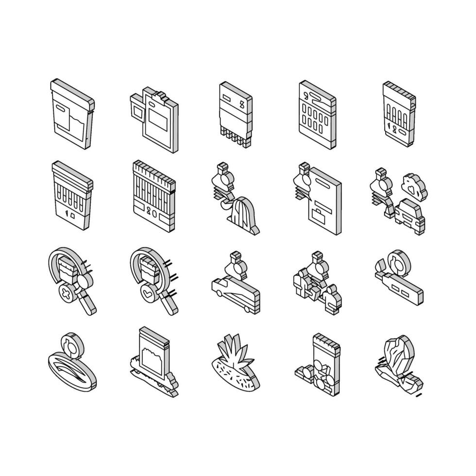 droga teste exame dispositivo isométrico ícones conjunto vetor