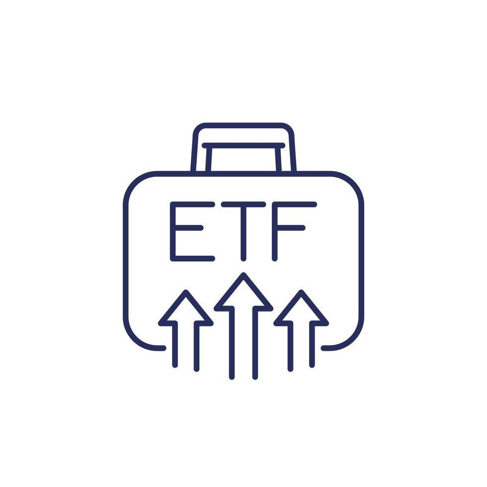 etf portfólio crescimento linha ícone, troca negociado fundos vetor