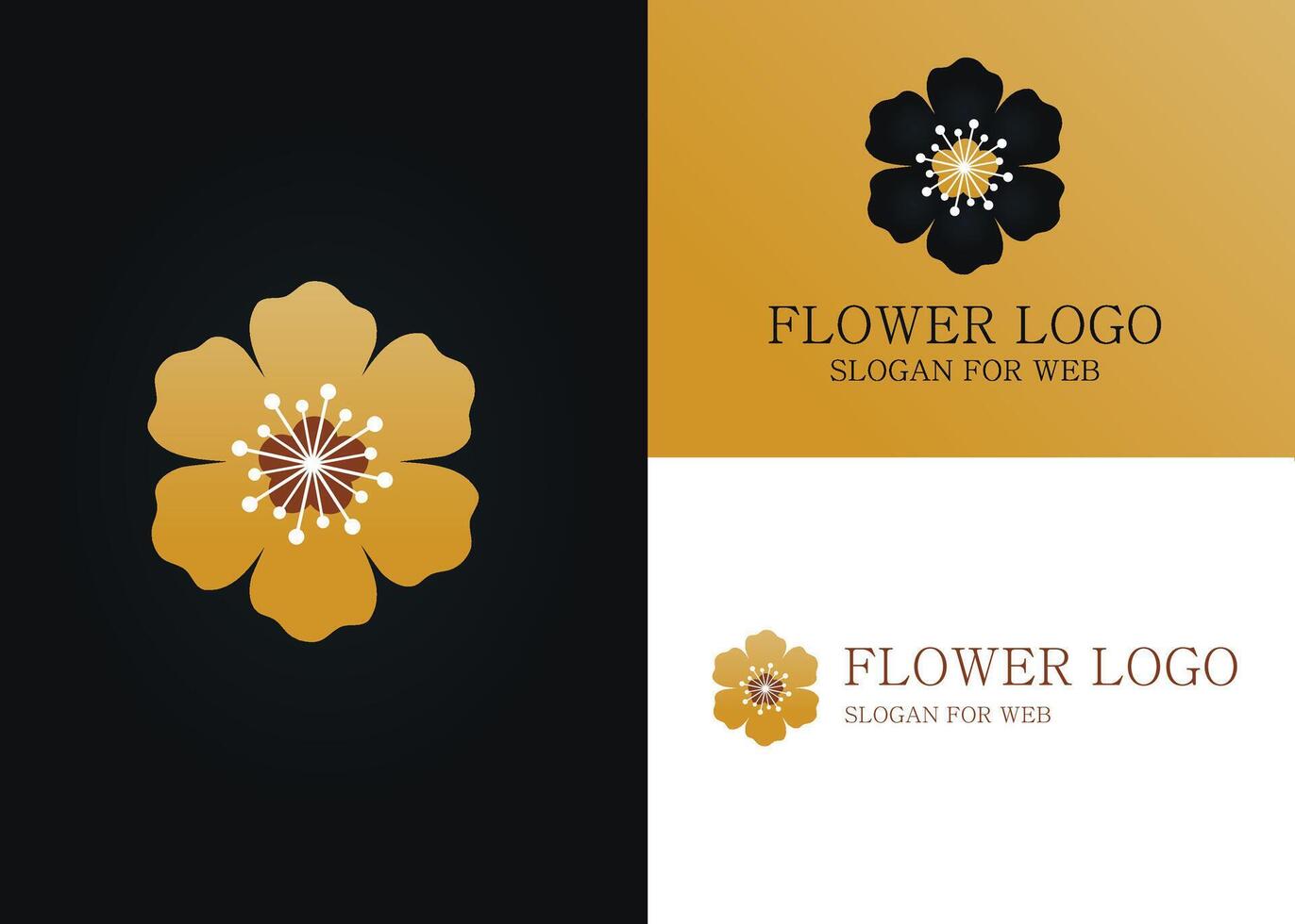 simples ouro botânico emblema dentro minimalista estilo. flor ícone vetor