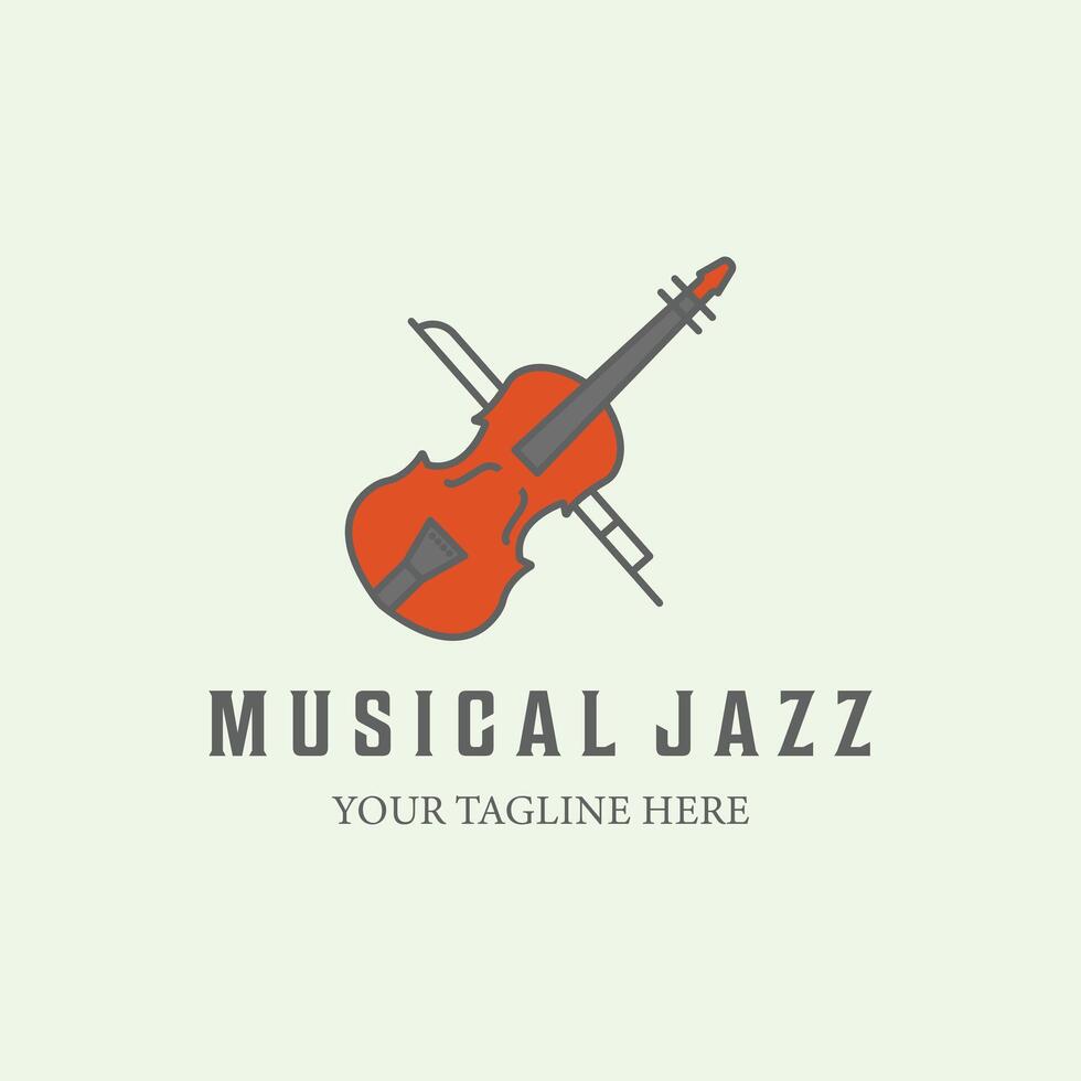 violino musical instrumento vintage minimalista logotipo ilustração Projeto vetor