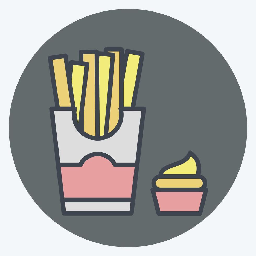 ícone francês fritas. relacionado para velozes Comida símbolo. cor companheiro estilo. simples Projeto editável. simples ilustração vetor