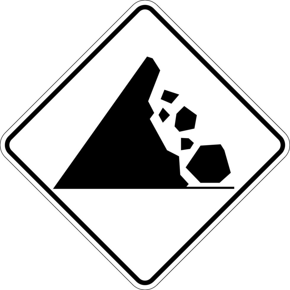 estrada Atenção sinal, montanha pedras queda símbolo vetor