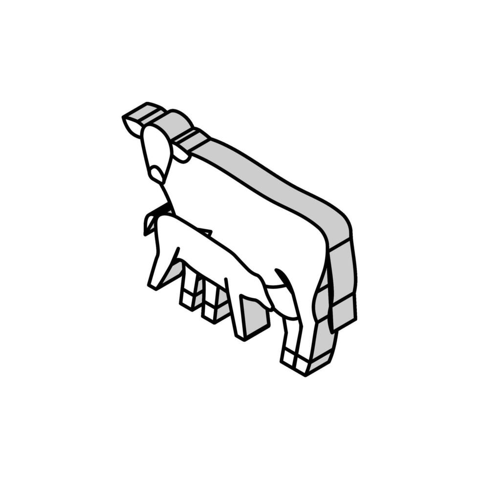 vaca com bezerro isométrico ícone vetor ilustração