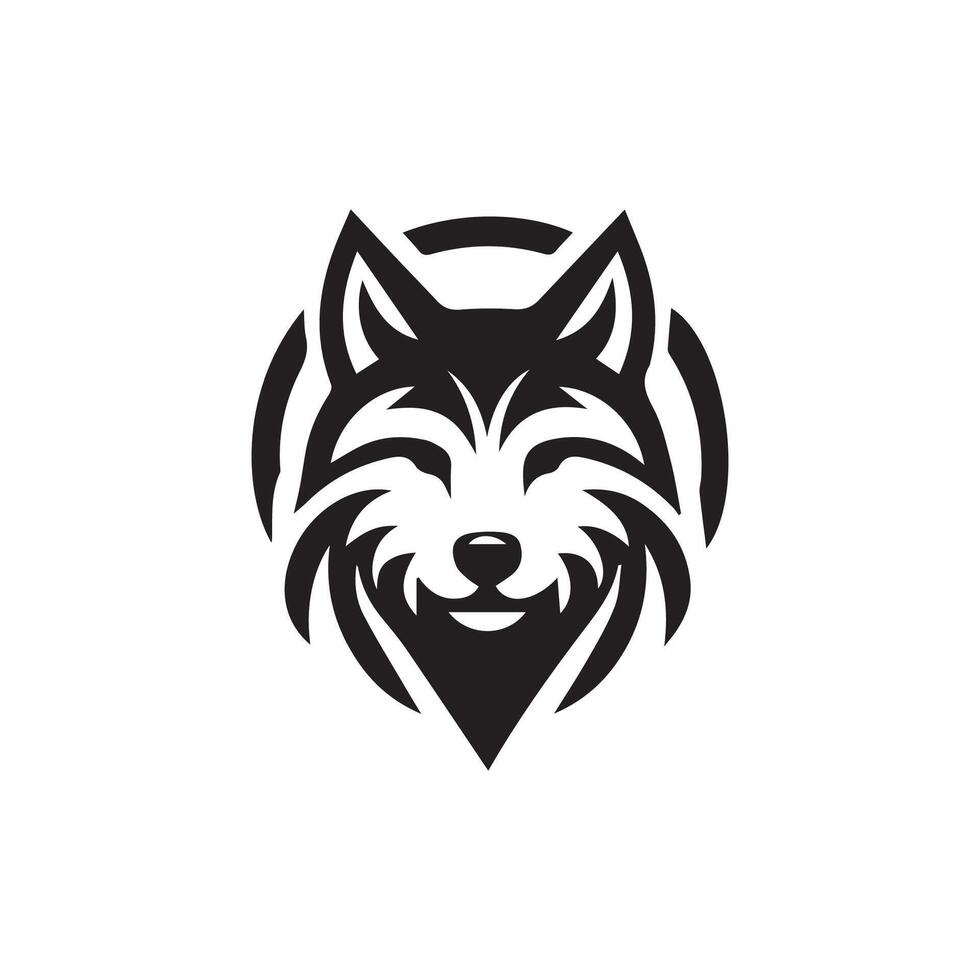 Lobo cabeça ilustração logotipo Projeto. Lobo mascote vetor