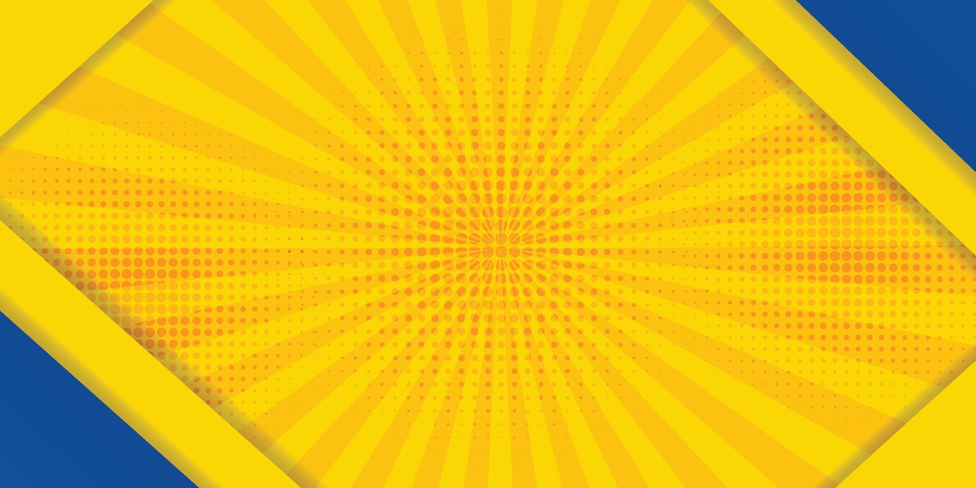 gráfico futurista de hipster moderno abstrato. fundo amarelo com listras. design de textura de fundo abstrato de vetor, pôster brilhante, ilustração em vetor de fundo amarelo e azul de banner.