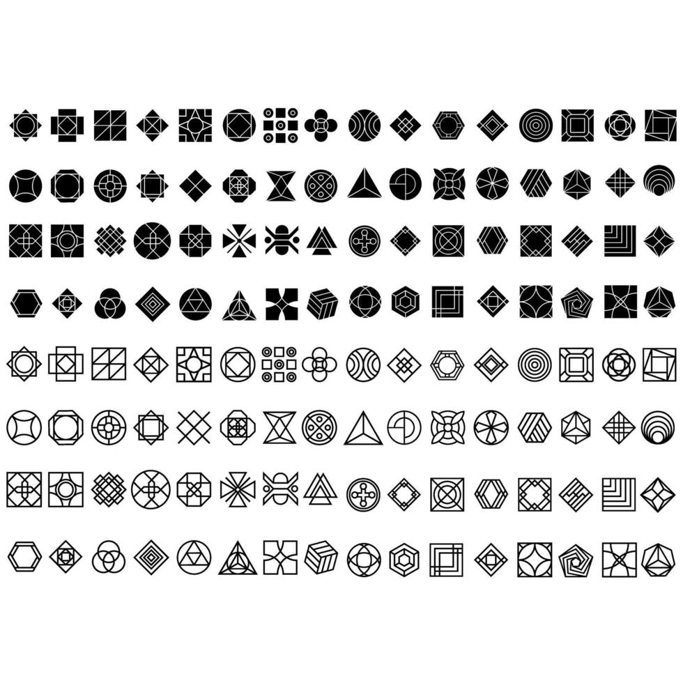 geométrico padronizar ícone vetor definir. geométrico figura ilustração placa coleção. porta-copos estêncil símbolo ou logotipo.