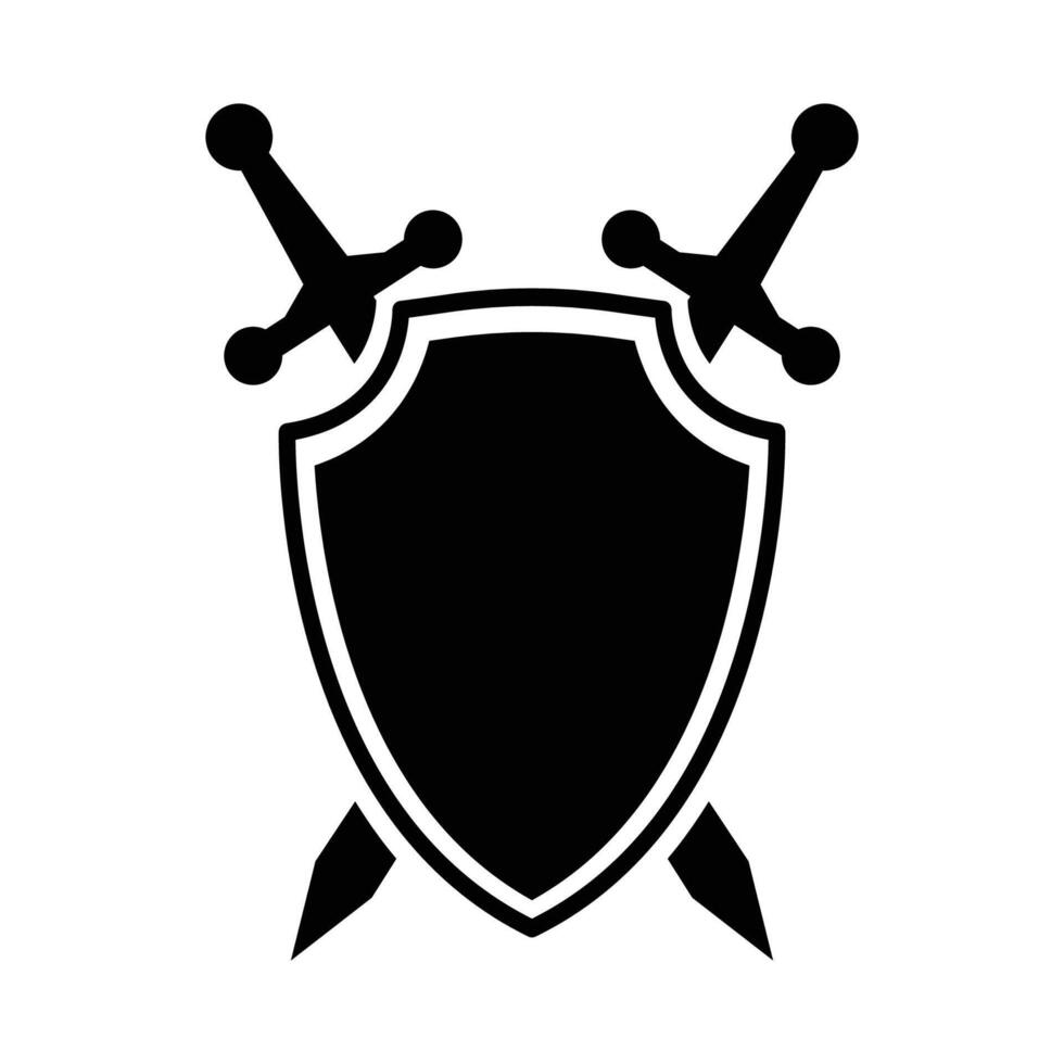 escudo e espada ícone vetor Projeto modelo dentro branco fundo