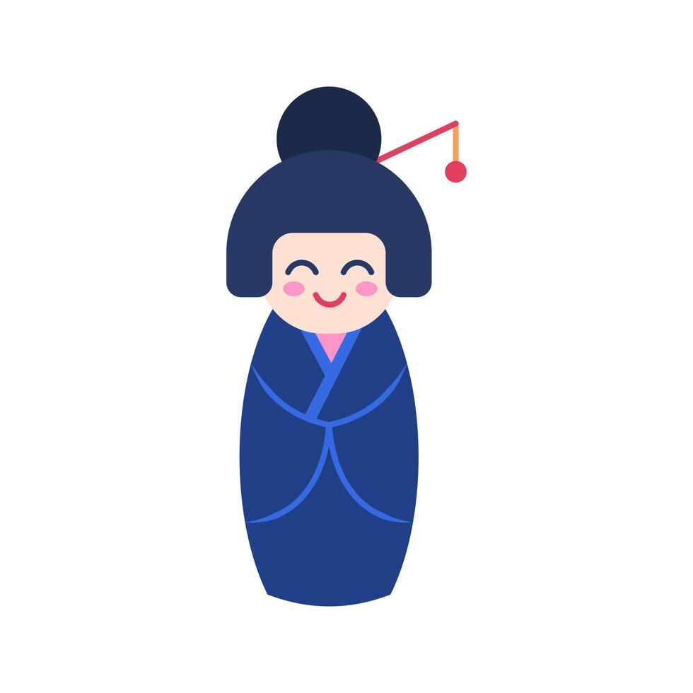 desenho animado cor japonês brinquedo kokeshi boneca. vetor