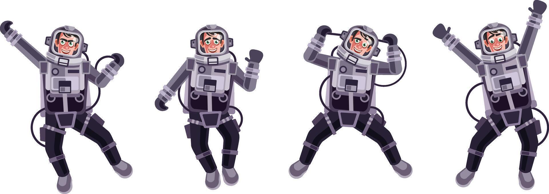 astronauta personagem conjunto gráficos vetor ilustração