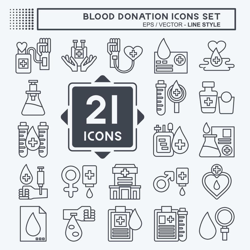 ícone conjunto sangue doação. relacionado para humanidade símbolo. linha estilo. simples Projeto editável. simples ilustração vetor
