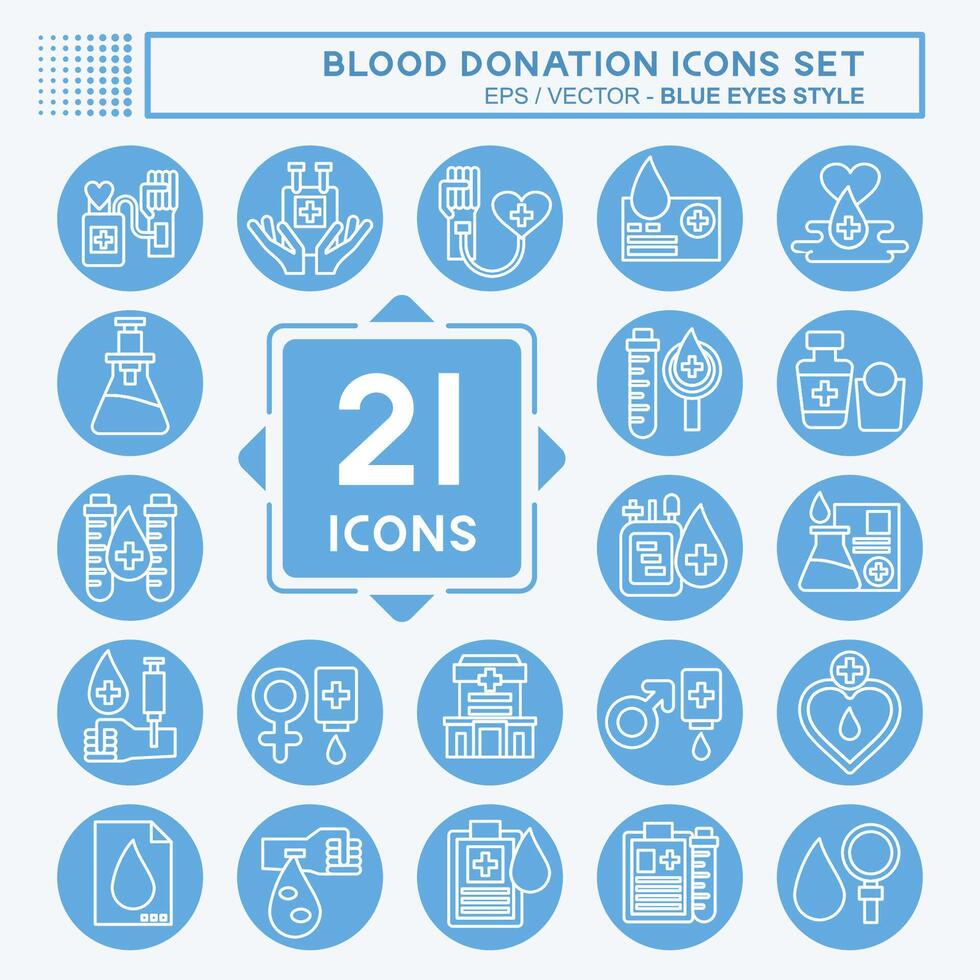ícone conjunto sangue doação. relacionado para humanidade símbolo. azul olhos estilo. simples Projeto editável. simples ilustração vetor