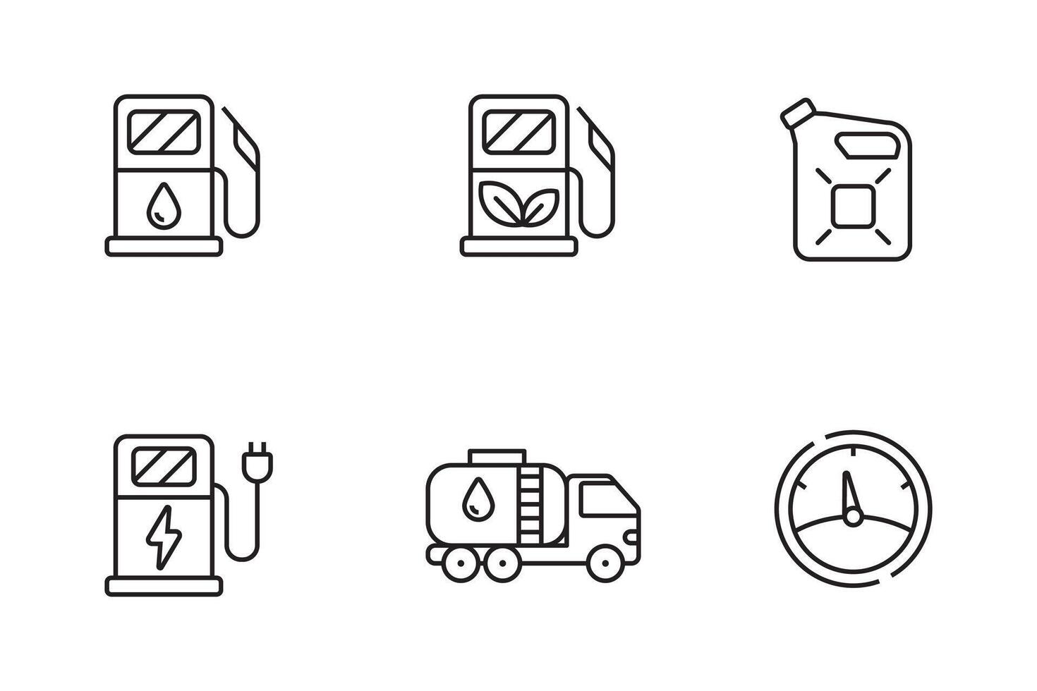 conjunto do gás estação ícones dentro linear estilo em uma branco fundo vetor