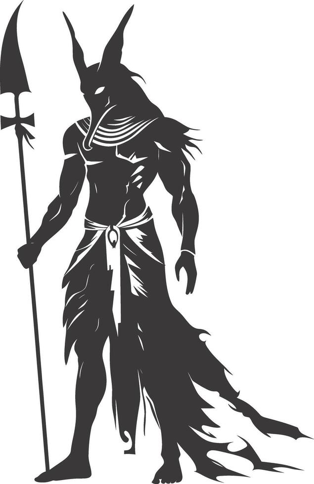 silhueta anubis a Egito mítico criatura Preto cor só vetor