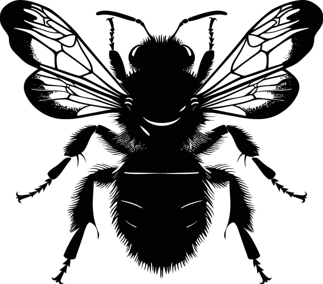 ai gerado silhueta abelha animal Preto cor só cheio corpo vetor