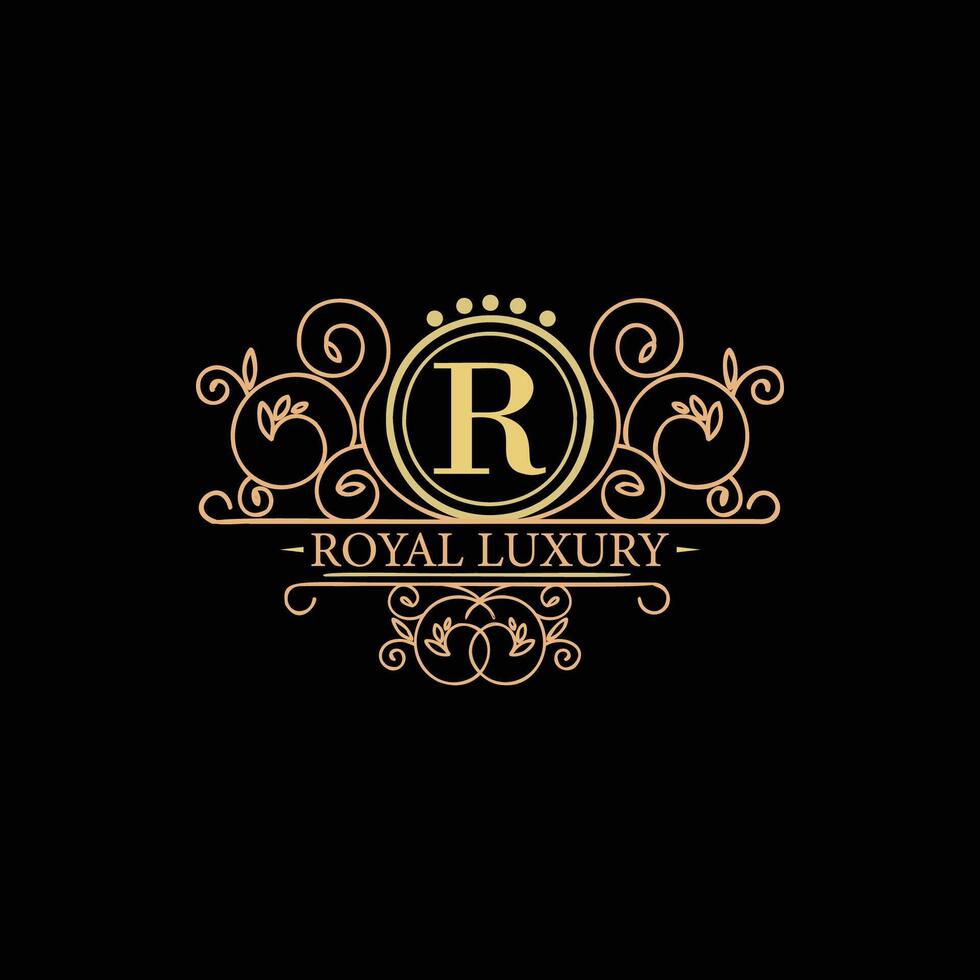 dourado ornamental elegante logotipo vetor