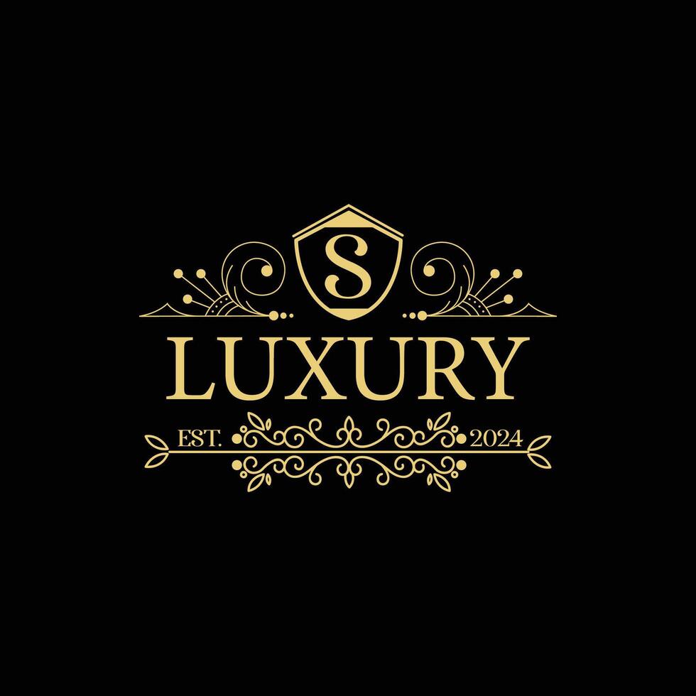 luxo dourado elegante logotipo modelo vetor