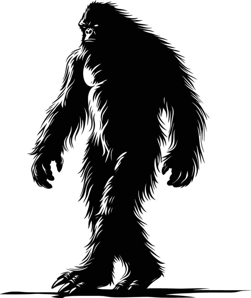 ai gerado silhueta yeti a mítico criatura antigo fera Preto cor só vetor