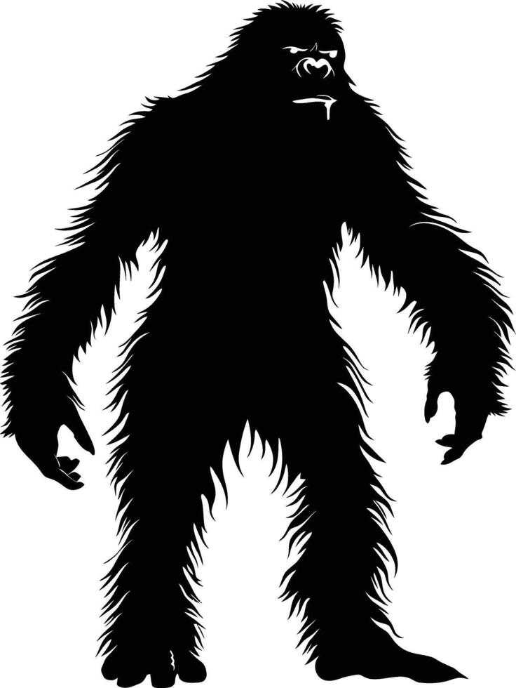 ai gerado silhueta yeti a mítico criatura antigo fera Preto cor só vetor