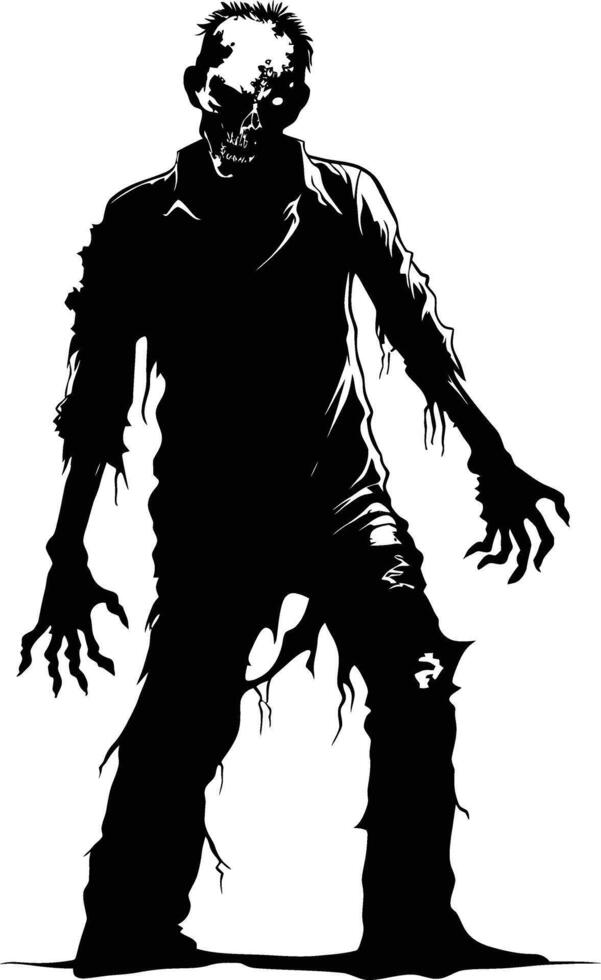 ai gerado silhueta zumbi Preto cor só cheio corpo vetor