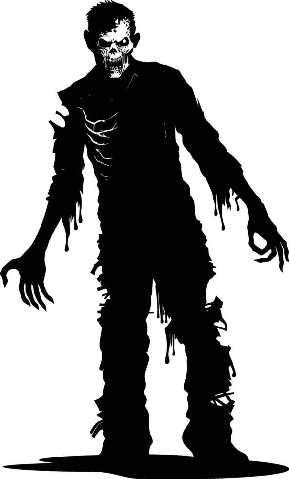 ai gerado silhueta zumbi Preto cor só cheio corpo vetor