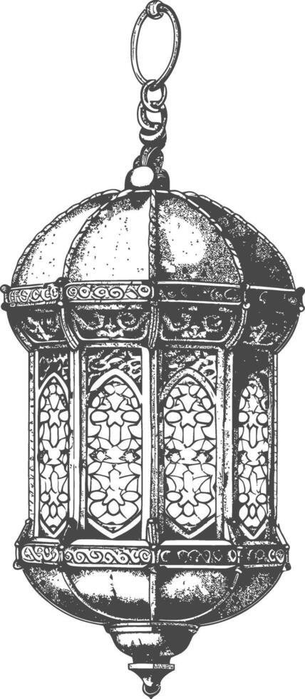 ai gerado árabe lanterna ilustração com gravação estilo Preto cor só vetor