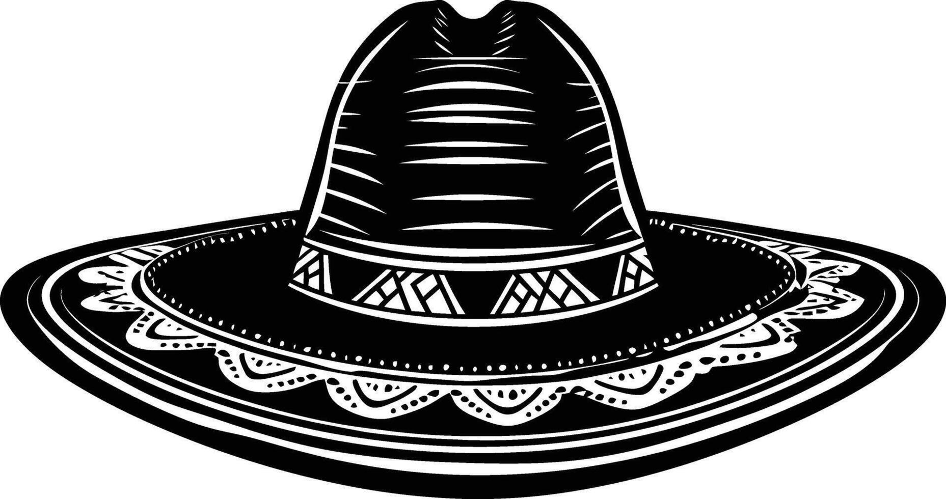 ai gerado silhueta mexicano chapéu sombrero Preto cor só vetor
